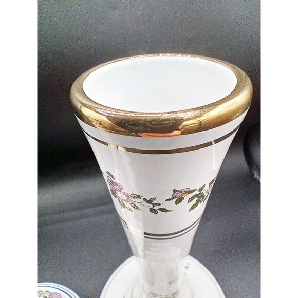 Neofitou Vase Pair Greece Vintage 24K Gold Trim Floral Bird Handcrafted Elegant - Picture 9 of 12